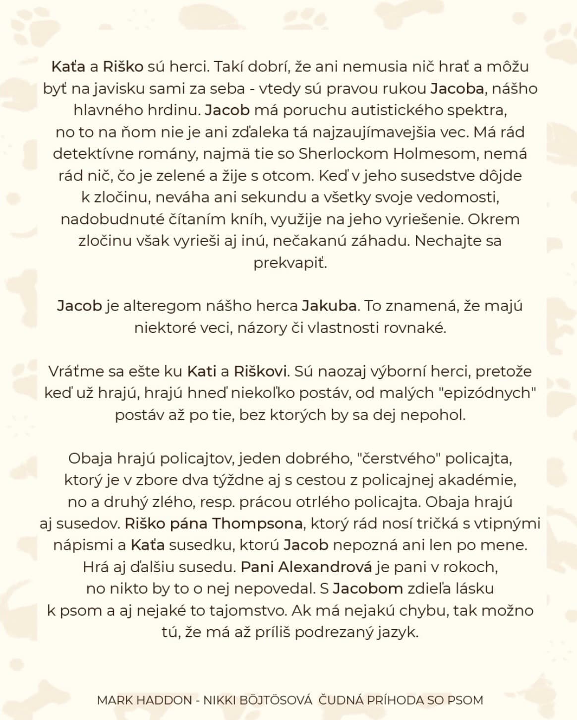Grafika s popisom postáv inscenácie